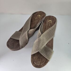 A12. C Est 1946 Wedge Sandals Womens‎ Brown Size  11M